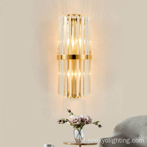 Luxo de luminária de cristal moderno arandela de parede dourada da parede